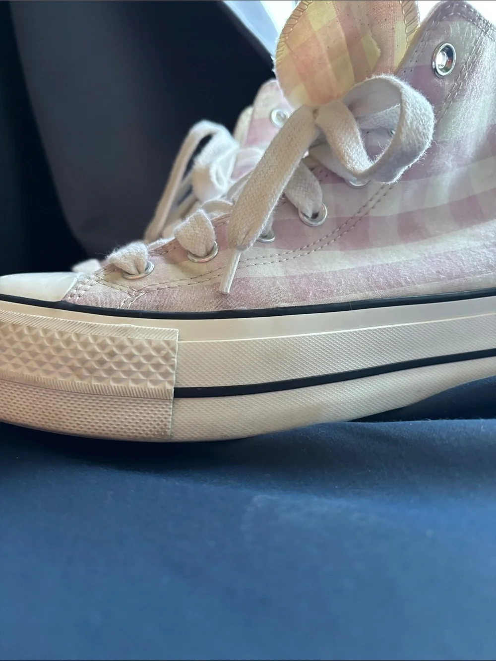 🎀 Converse size 8 Lift Platform Gingham light pink high tops